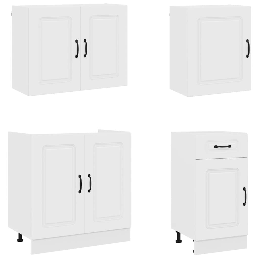 Kitchen Cabinets 7 Piece Cabinet Set Kalmar Engineered Wood Concrete Grey White