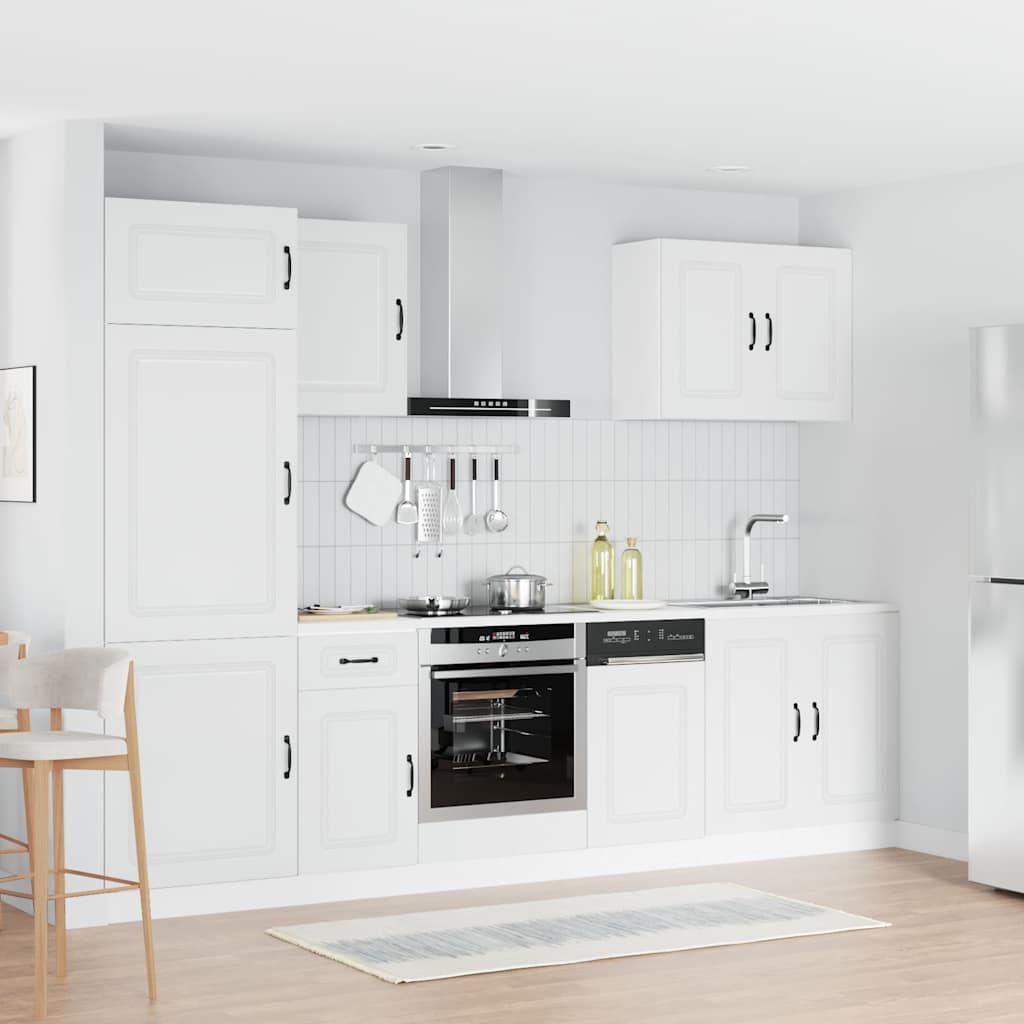 Kitchen Cabinets 7 Piece Cabinet Set Kalmar Engineered Wood Concrete Grey White