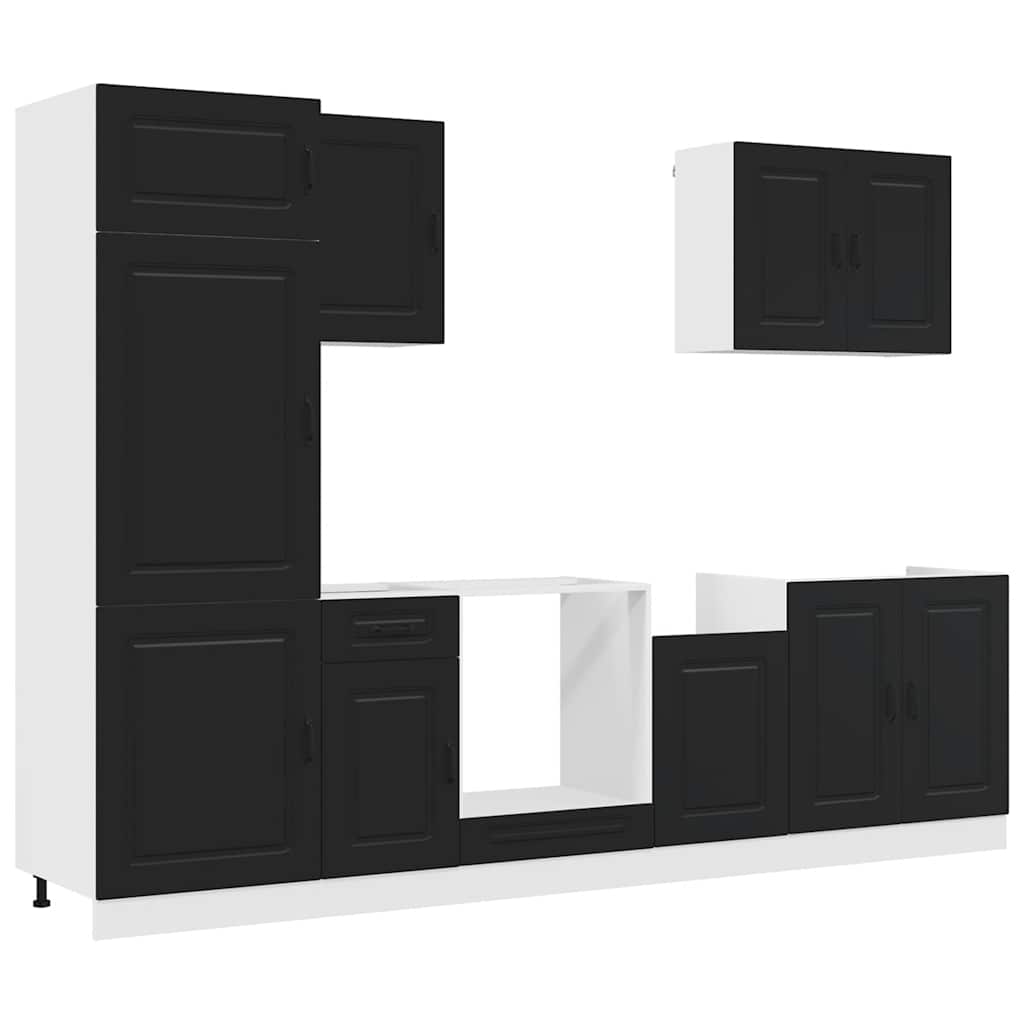 Kitchen Cabinets 7 Piece Cabinet Set Kalmar Engineered Wood Concrete Grey White