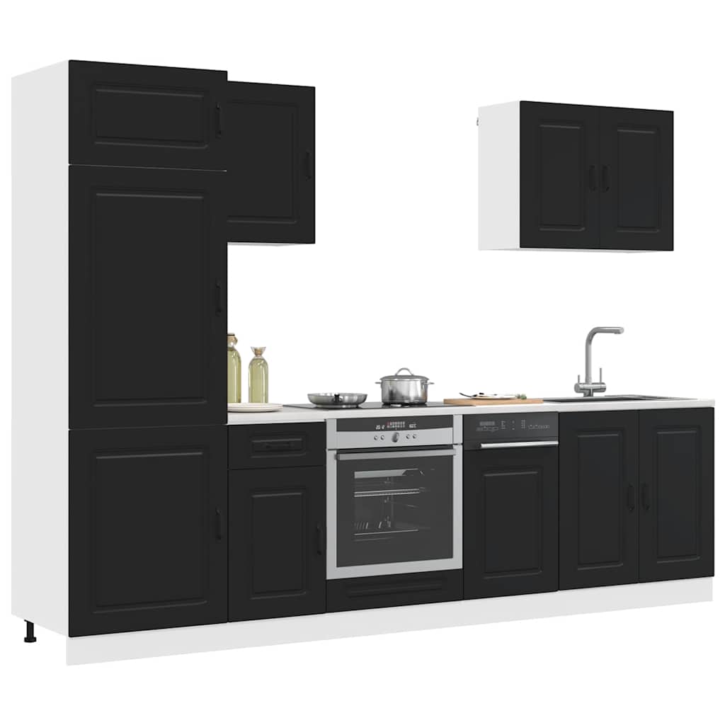 Kitchen Cabinets 7 Piece Cabinet Set Kalmar Engineered Wood Concrete Grey White