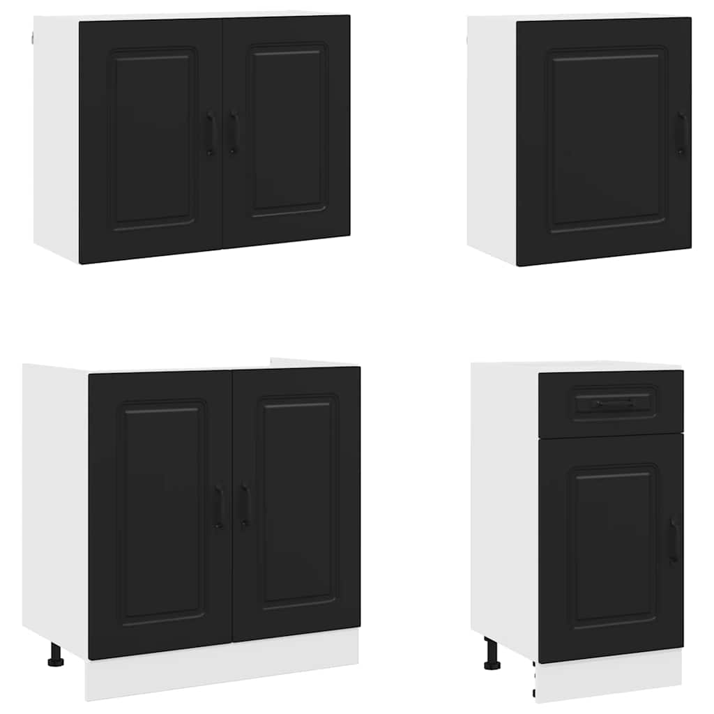 Kitchen Cabinets 7 Piece Cabinet Set Kalmar Engineered Wood Concrete Grey White