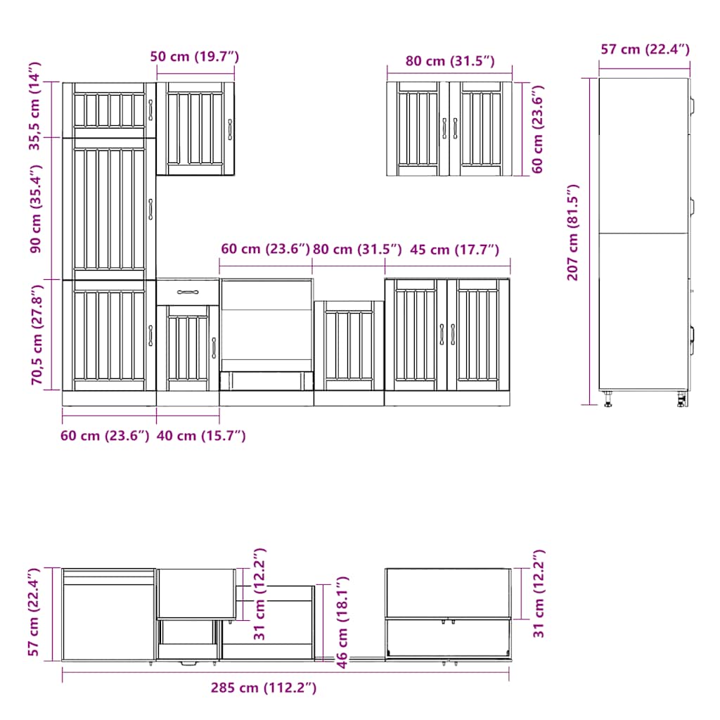 7 Piece Kitchen Cabinet Set Lucca Engineered Wood
