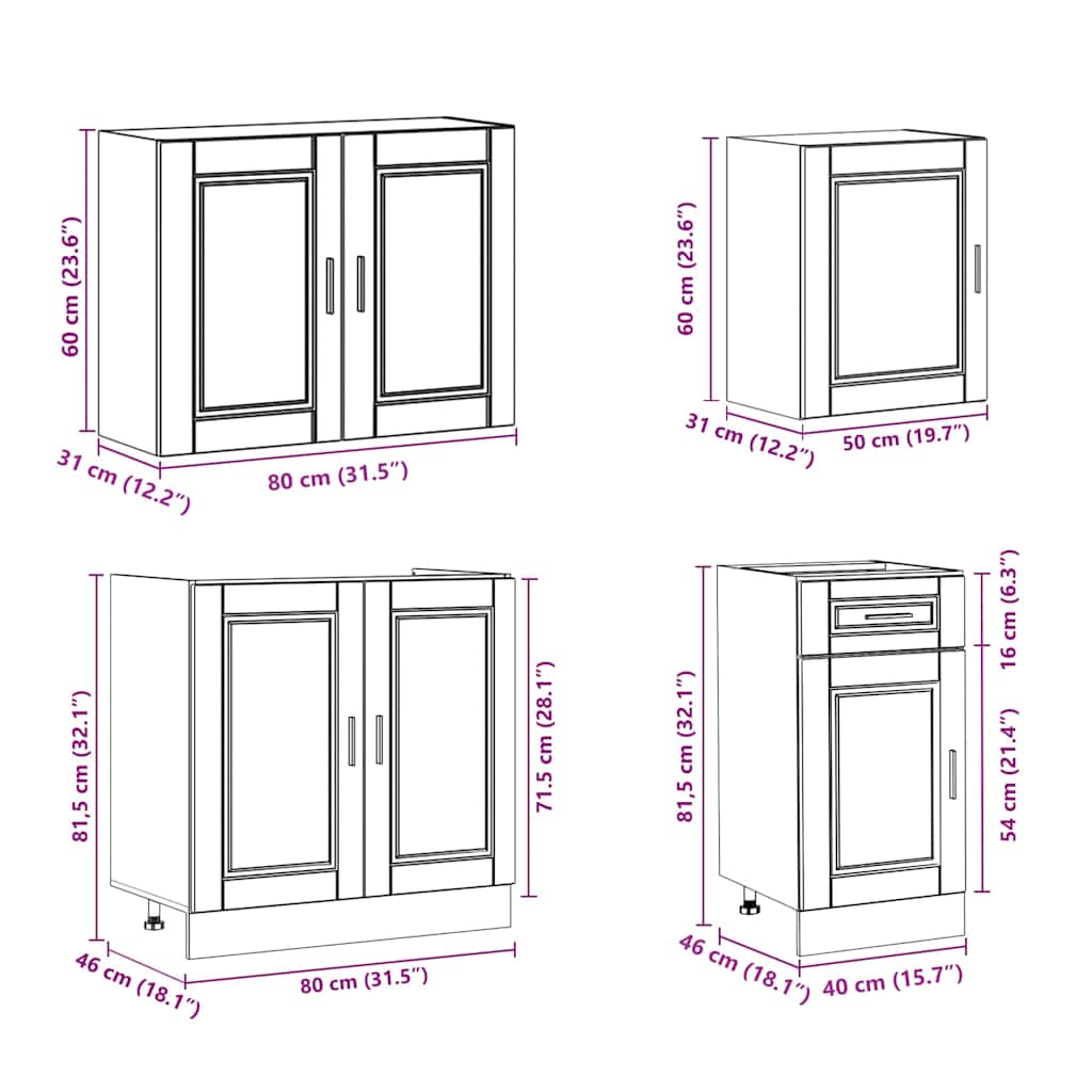 7 Piece Kitchen Cabinet Set Porto Engineered Wood