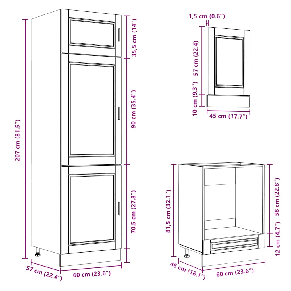 7 Piece Kitchen Cabinet Set Porto Engineered Wood