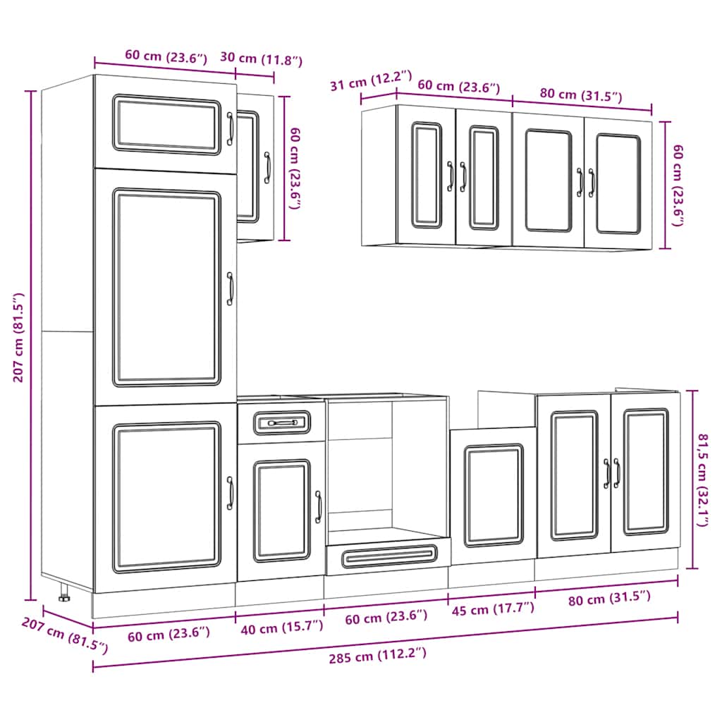 8 Piece Kitchen Cabinet Set Kalmar Engineered Wood