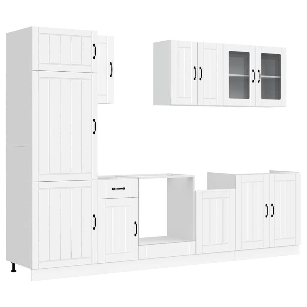 Kitchen Cabinets 8 Piece Cabinet Set Lucca Engineered Wood Black Adjustable