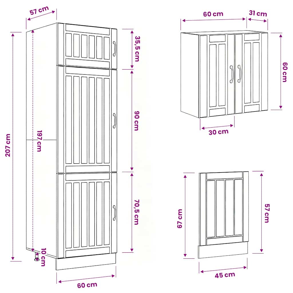 Kitchen Cabinets 8 Piece Cabinet Set Lucca Engineered Wood Black Adjustable
