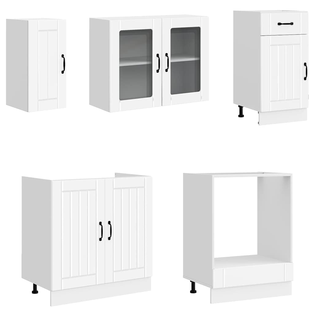 Kitchen Cabinets 8 Piece Cabinet Set Lucca Engineered Wood Black Adjustable