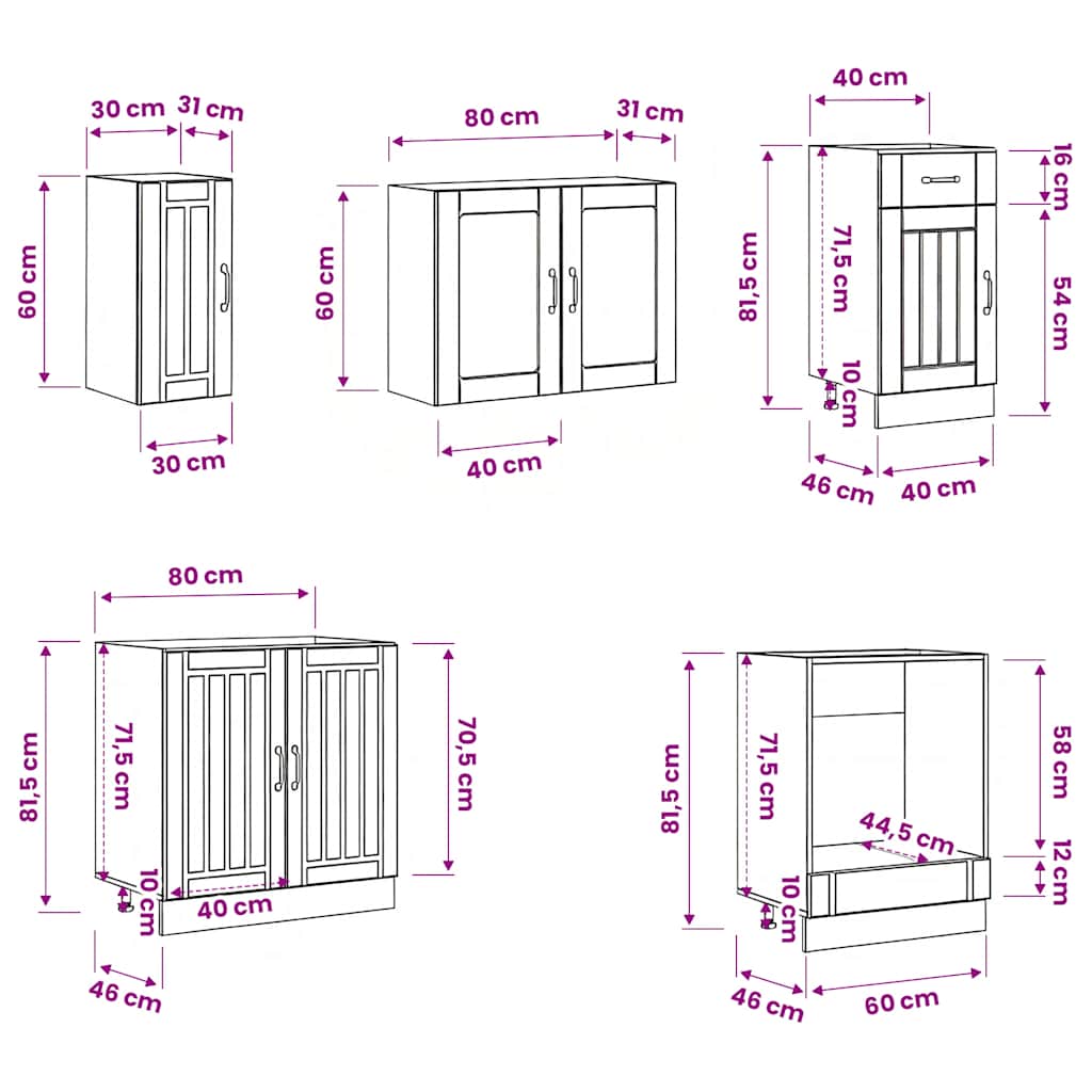 Kitchen Cabinets 8 Piece Cabinet Set Lucca Engineered Wood Black Adjustable