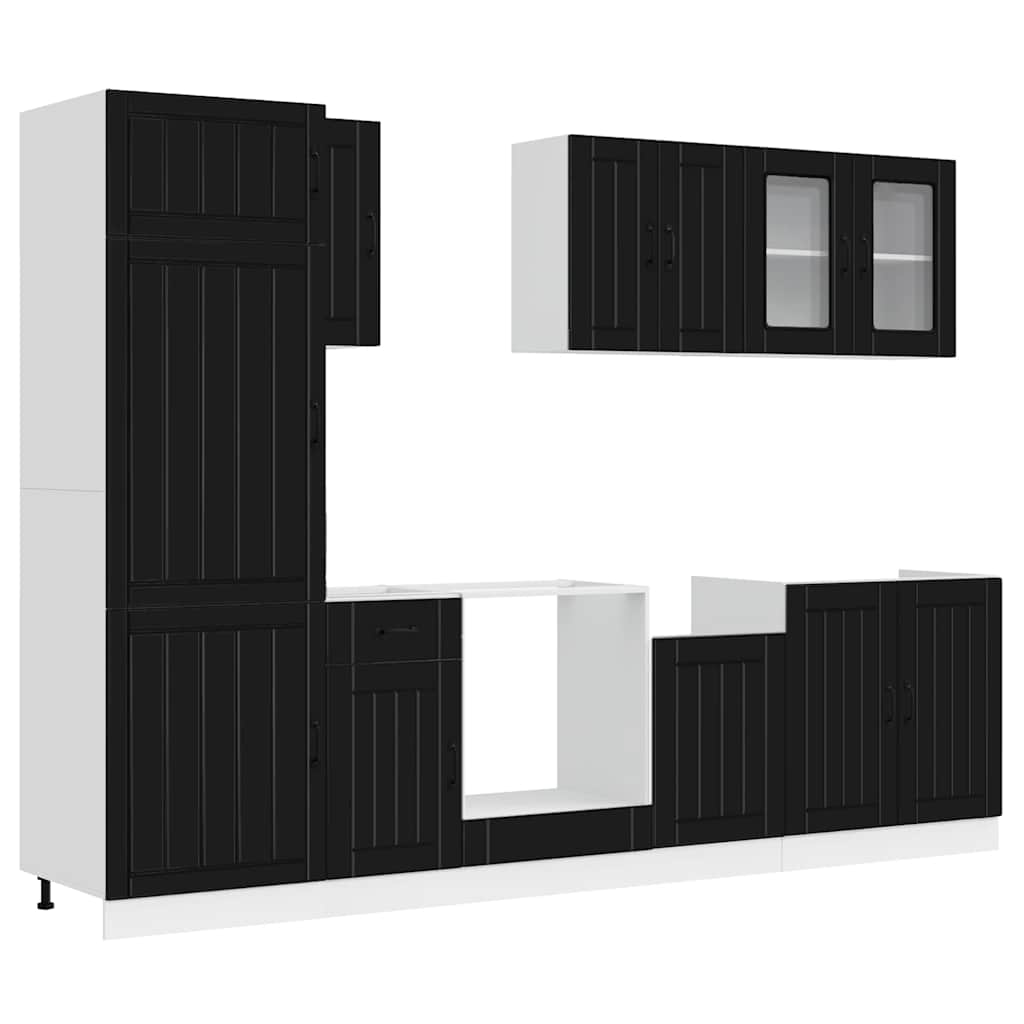 Kitchen Cabinets 8 Piece Cabinet Set Lucca Engineered Wood Black Adjustable