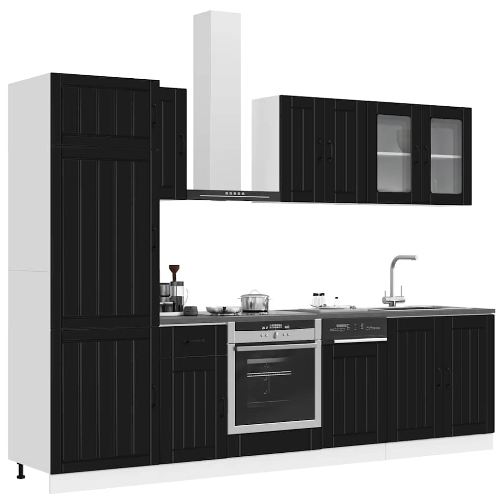Kitchen Cabinets 8 Piece Cabinet Set Lucca Engineered Wood Black Adjustable
