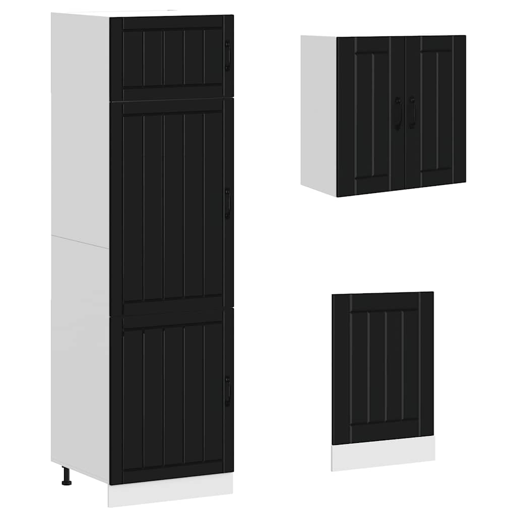 Kitchen Cabinets 8 Piece Cabinet Set Lucca Engineered Wood Black Adjustable