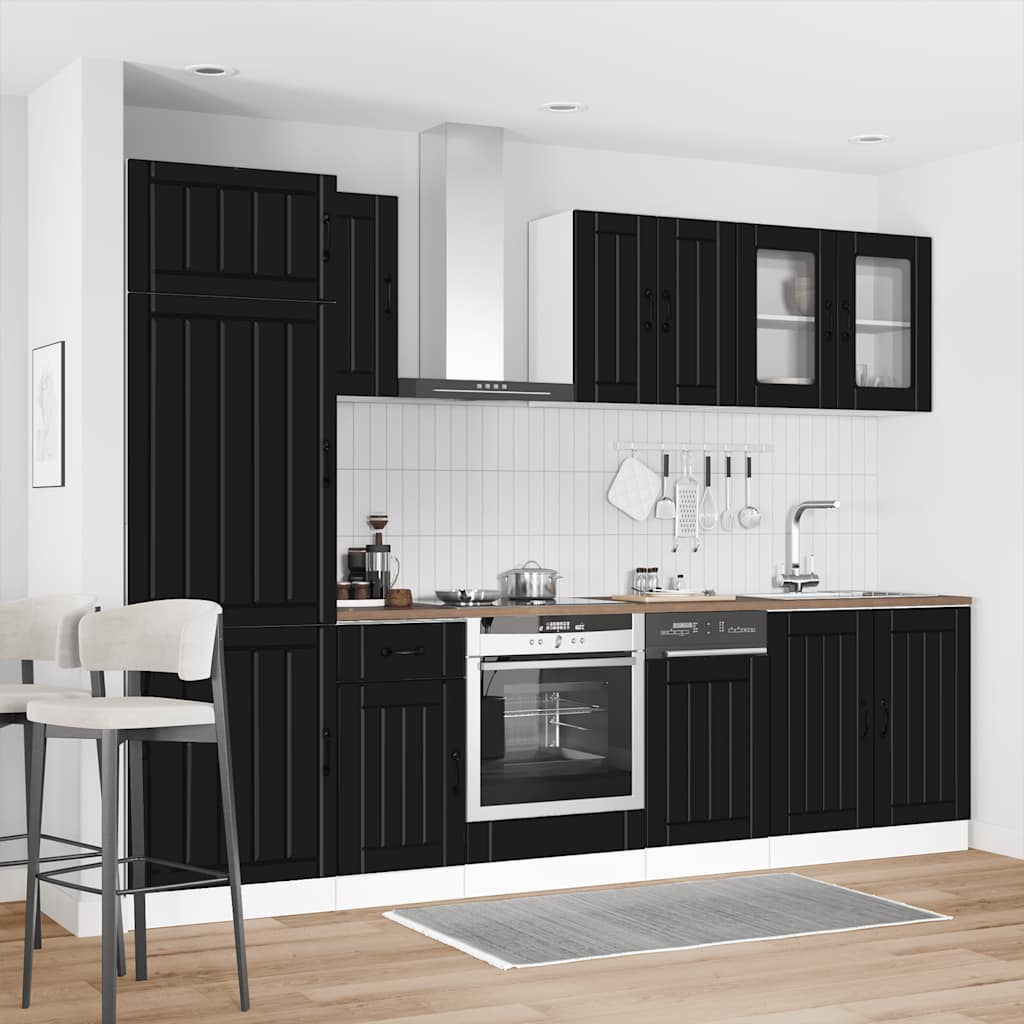Kitchen Cabinets 8 Piece Cabinet Set Lucca Engineered Wood Black Adjustable