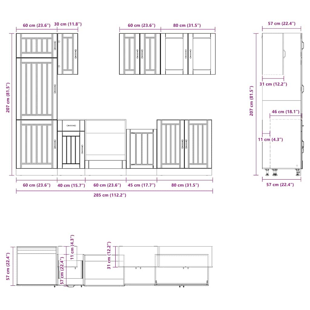 8 Piece Kitchen Cabinet Set Lucca Engineered Wood
