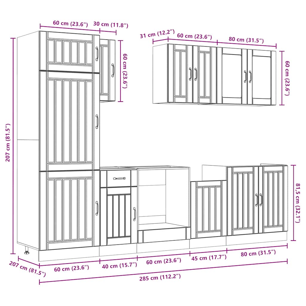 8 Piece Kitchen Cabinet Set Lucca Engineered Wood