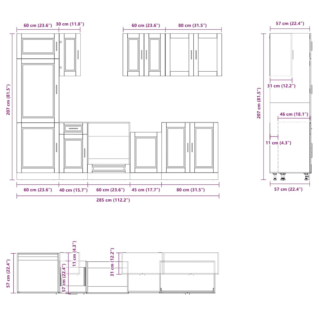 8 Piece Kitchen Cabinet Set Porto Engineered Wood
