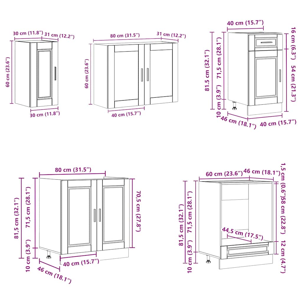 8 Piece Kitchen Cabinet Set Porto Engineered Wood