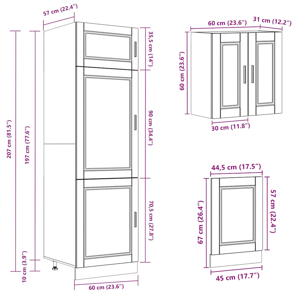 8 Piece Kitchen Cabinet Set Porto Engineered Wood