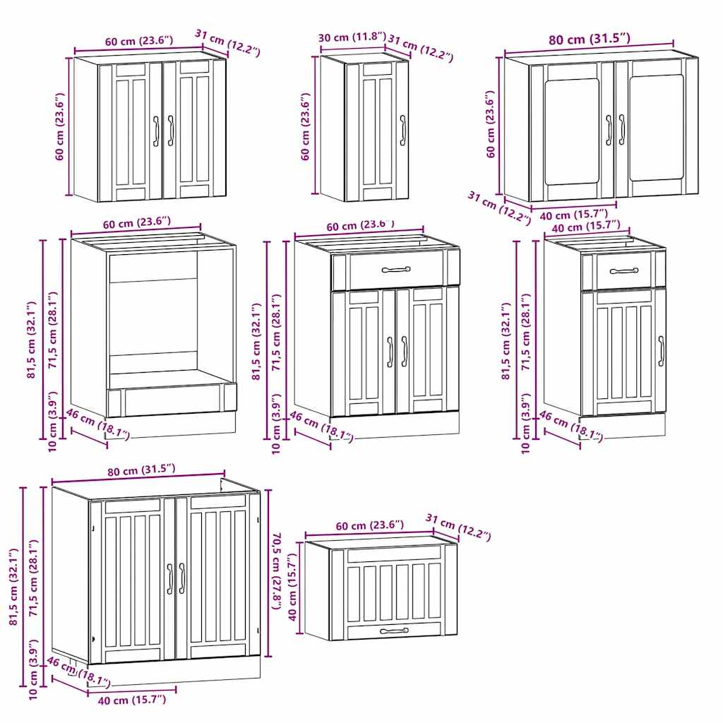 8 Piece Kitchen Cabinet Set Lucca Engineered Wood