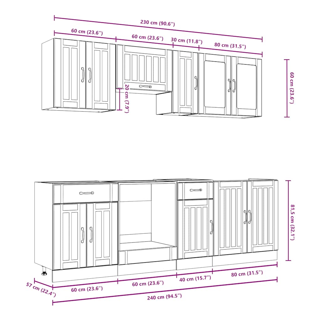 8 Piece Kitchen Cabinet Set Lucca Engineered Wood