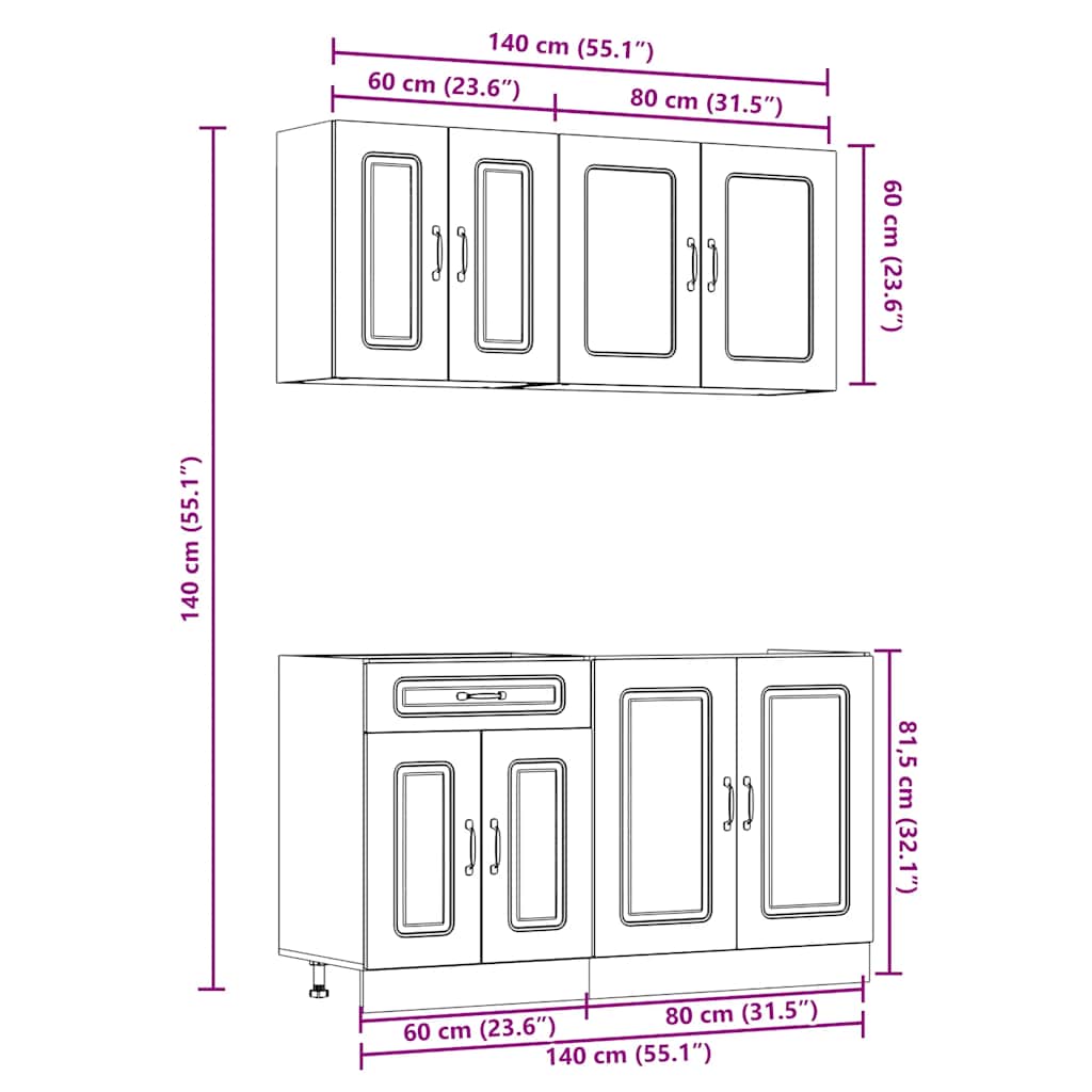 4 Piece Kitchen Cabinet Set Kalmar Engineered Wood
