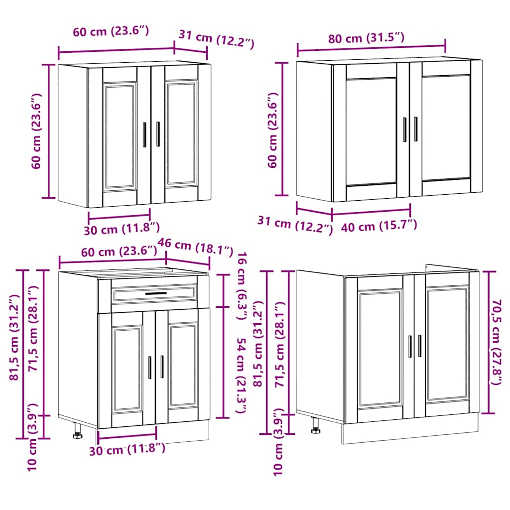 4 Piece Kitchen Cabinet Set Porto Engineered Wood