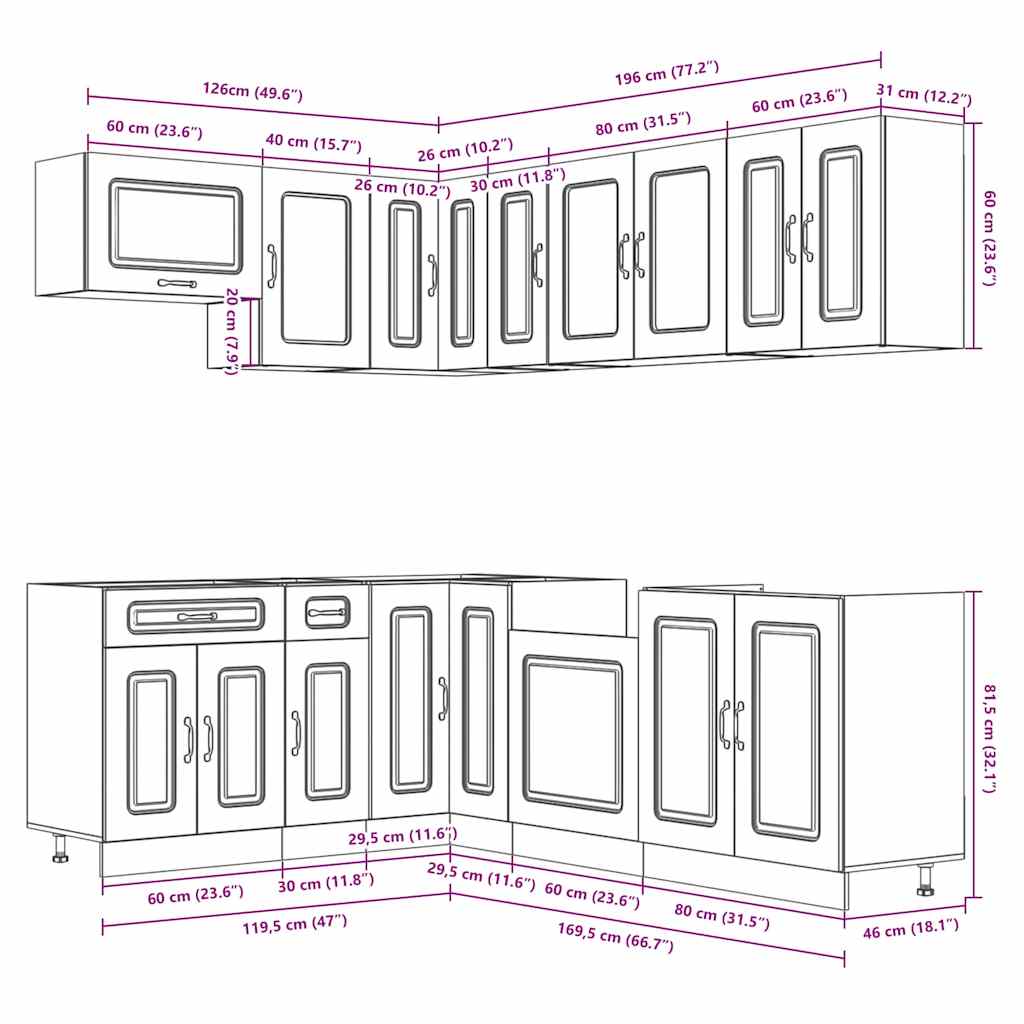 11 Piece Kitchen Cabinet Set Kalmar Engineered Wood
