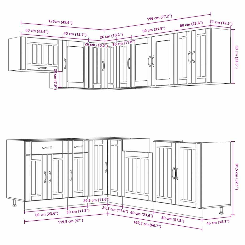 11 Piece Kitchen Cabinet Set Lucca Engineered Wood
