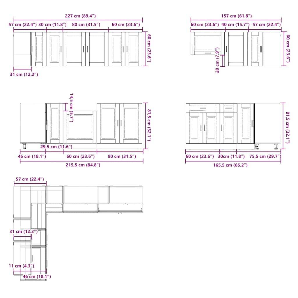 11 Piece Kitchen Cabinet Set Porto Engineered Wood