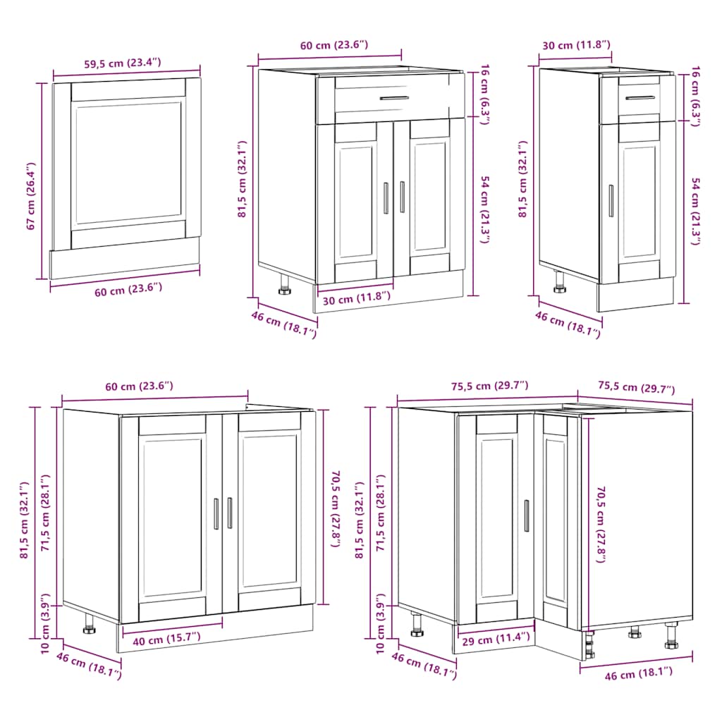 11 Piece Kitchen Cabinet Set Porto Engineered Wood