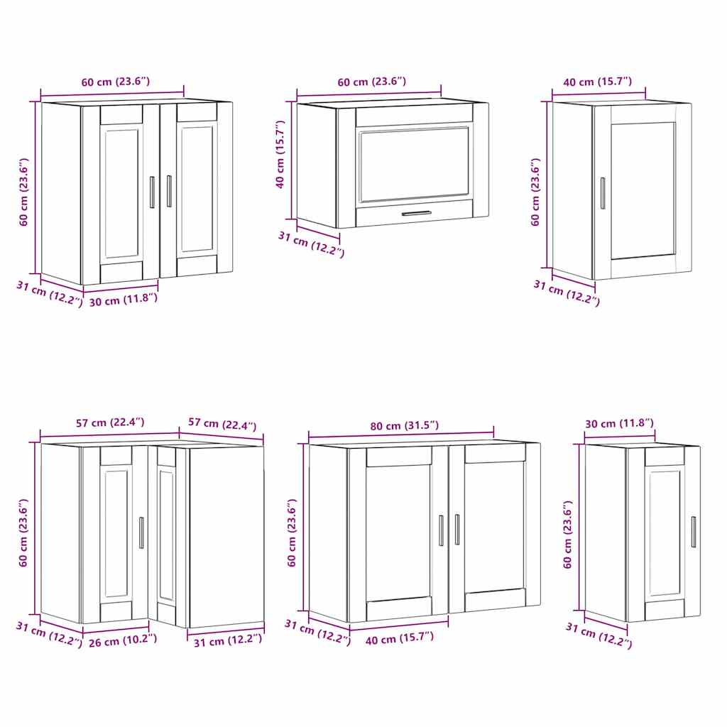 11 Piece Kitchen Cabinet Set Porto Engineered Wood