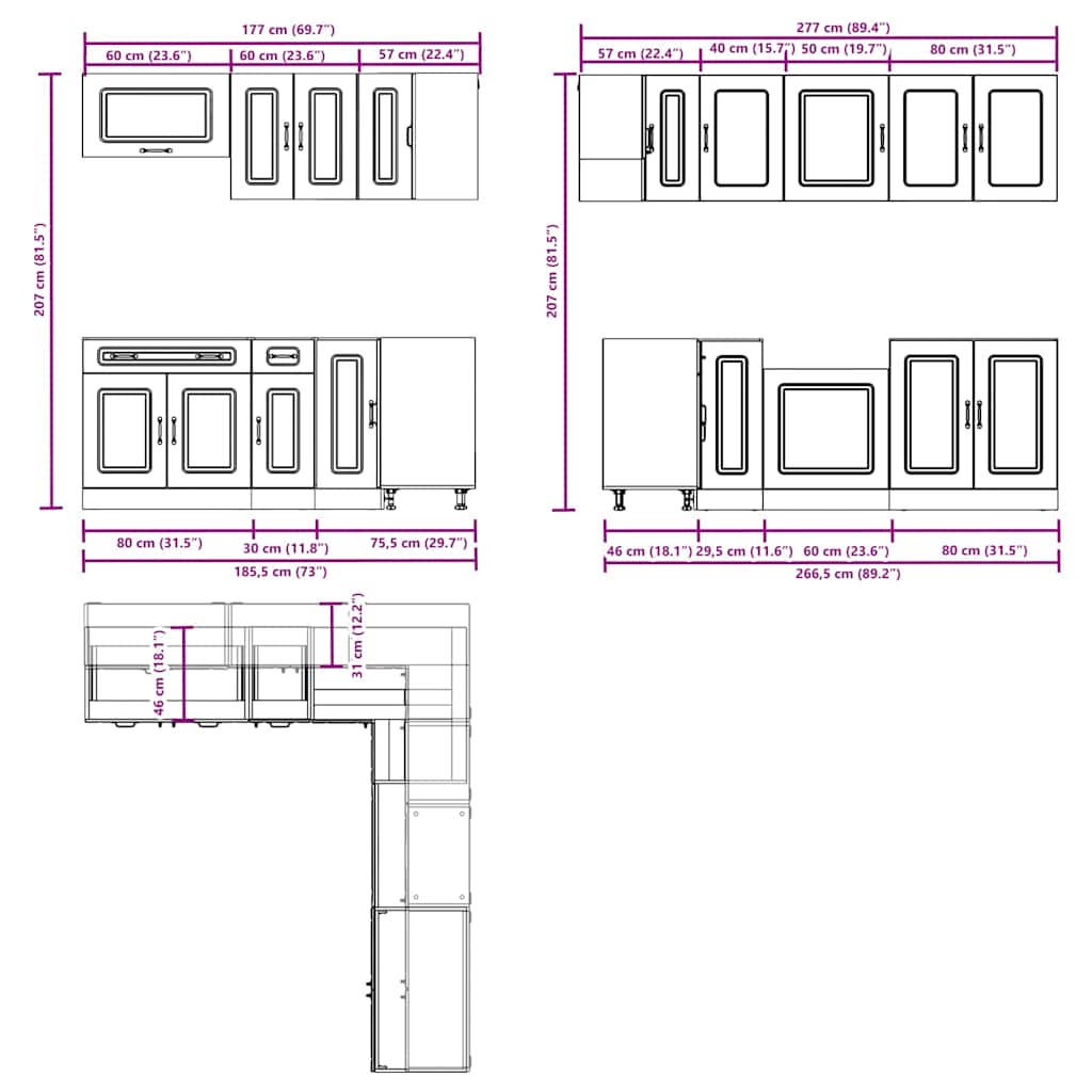 11 Piece Kitchen Cabinet Set Kalmar Engineered Wood