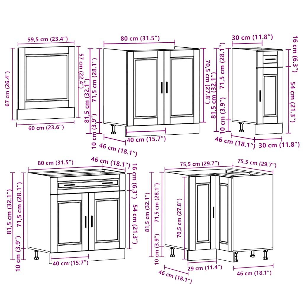 11 Piece Kitchen Cabinet Set Porto Engineered Wood