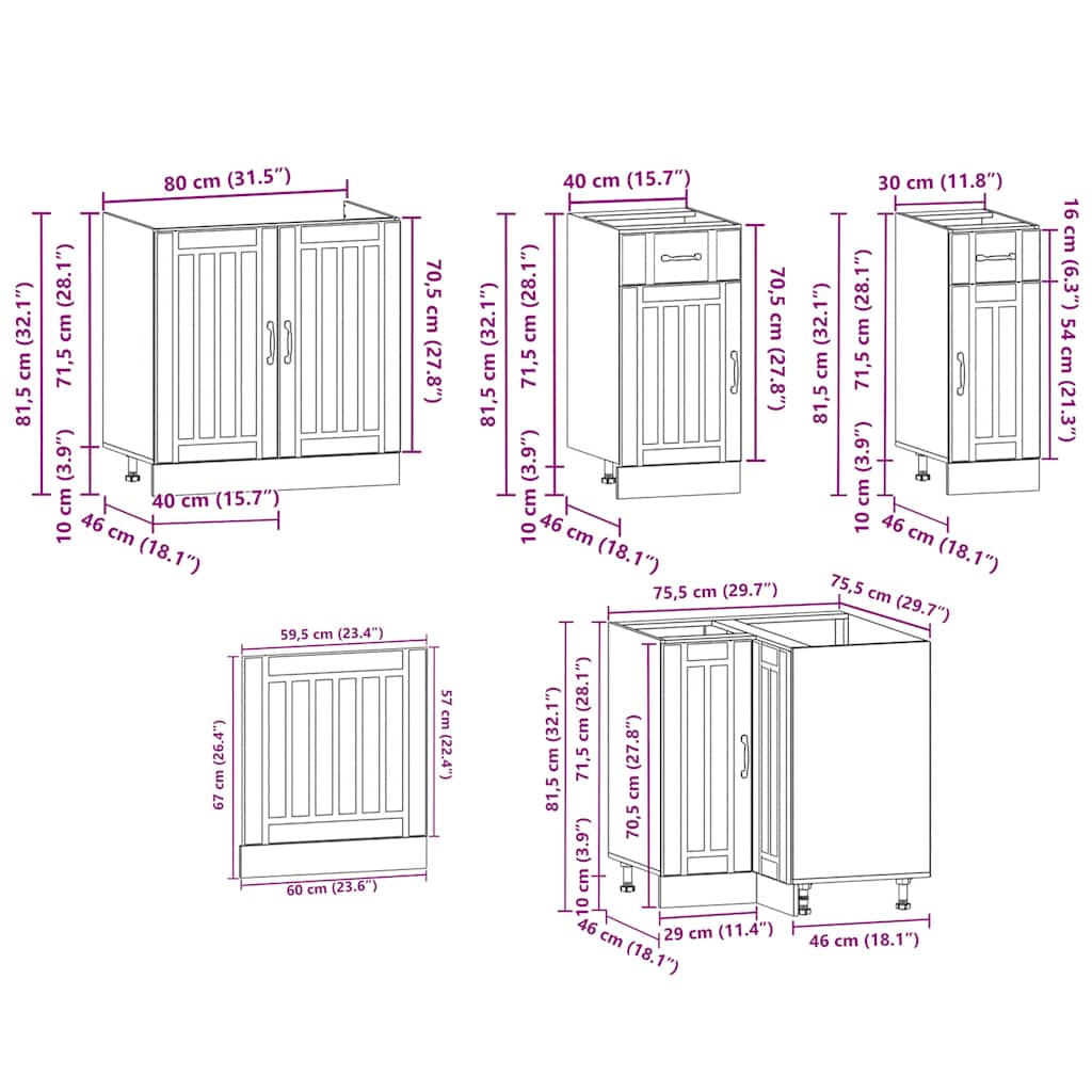 11 Piece Kitchen Cabinet Set Kalmar Engineered Wood