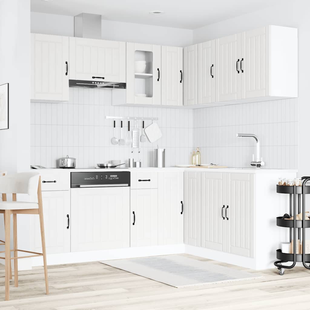 Kitchen Cabinets 11 Piece Cabinet Set Engineered Wood Concrete Grey Black White