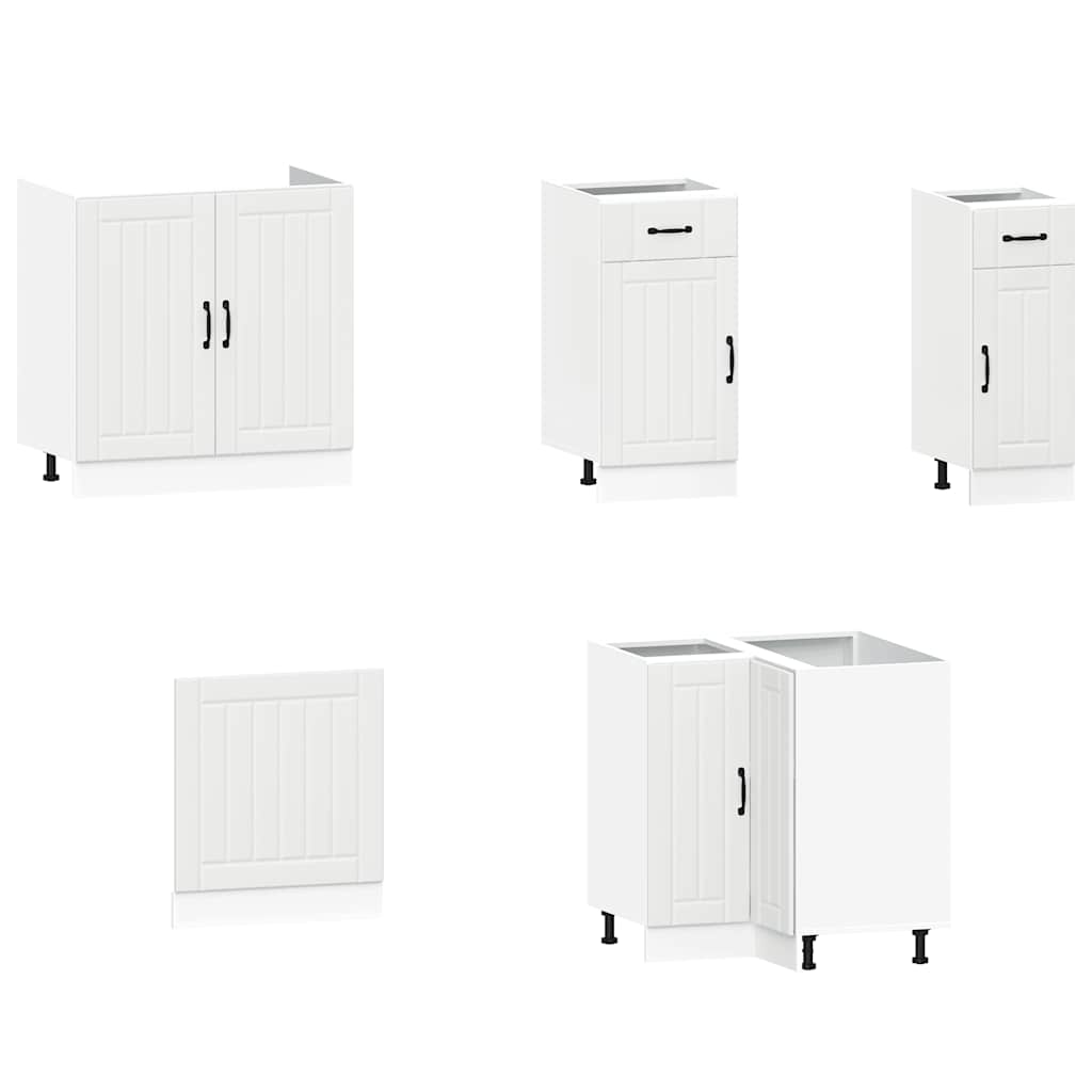 Kitchen Cabinets 11 Piece Cabinet Set Engineered Wood Concrete Grey Black White