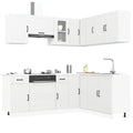 Kitchen Cabinets 11 Piece Cabinet Set Engineered Wood Concrete Grey Black White