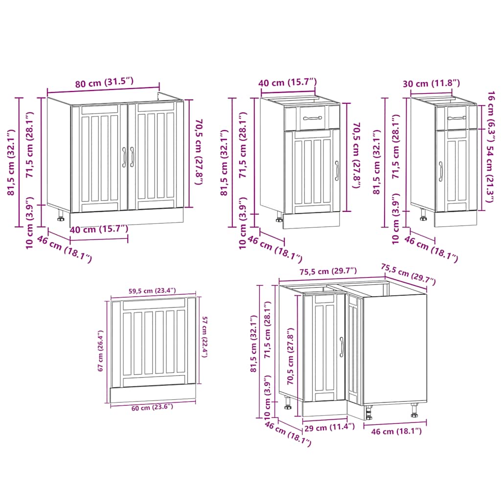 11 Piece Kitchen Cabinet Set Engineered Wood