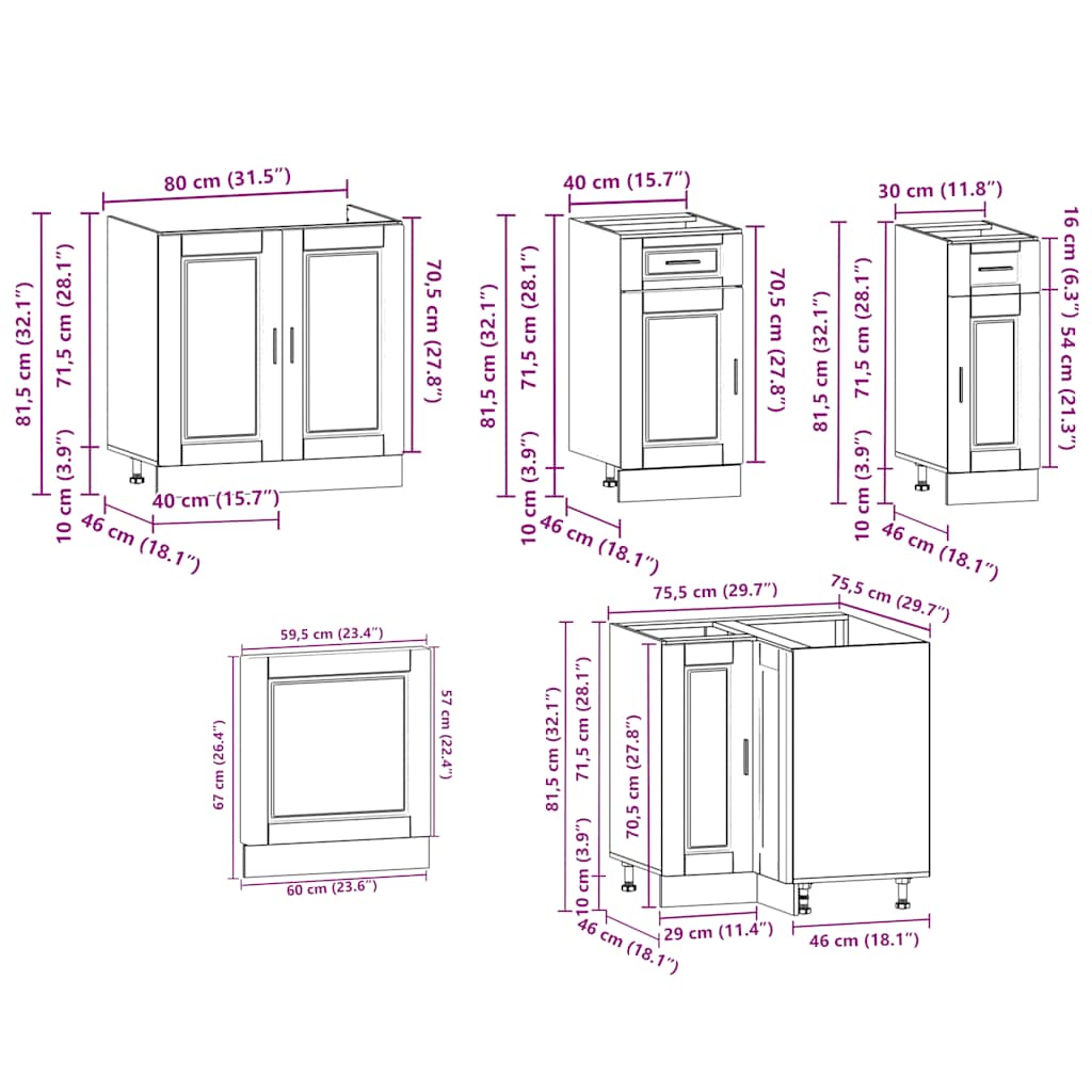 11 Piece Kitchen Cabinet Set Engineered Wood