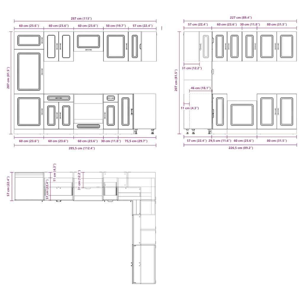 14 Piece Kitchen Cabinet Set Kalmar Engineered Wood