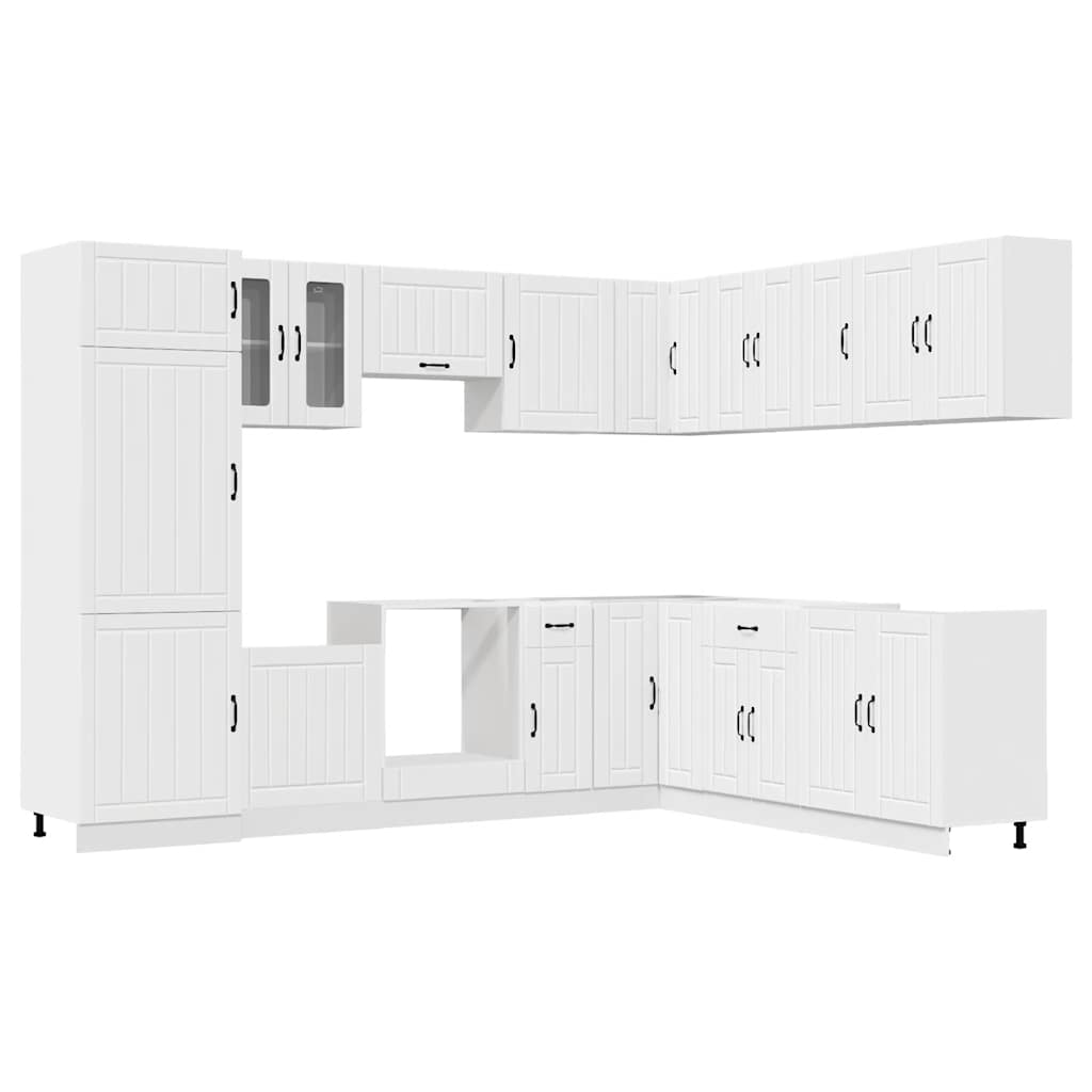 Kitchen Cabinets 14 Piece Cabinet Set Lucca Engineered Wood Concrete Grey Black