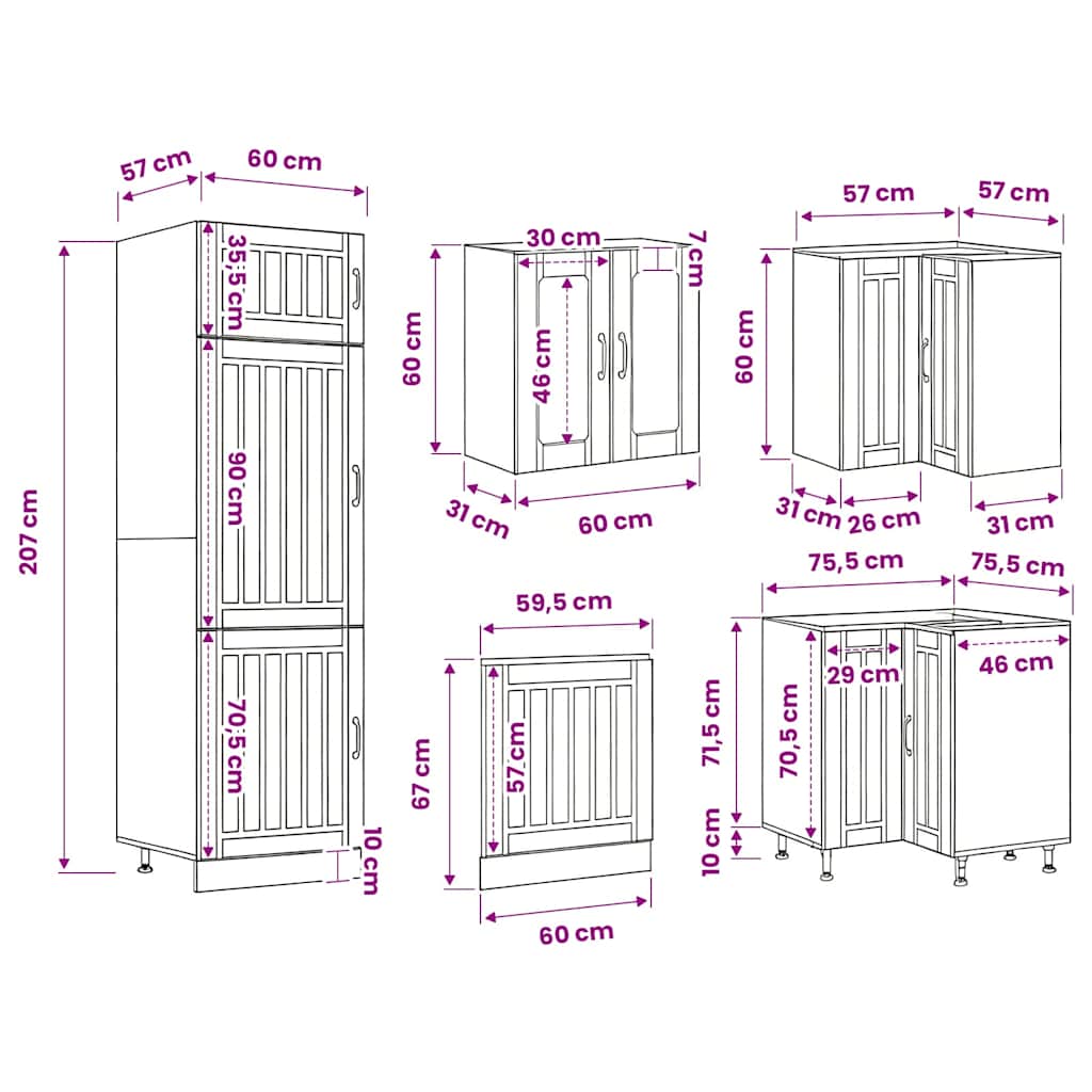 Kitchen Cabinets 14 Piece Cabinet Set Lucca Engineered Wood Concrete Grey Black