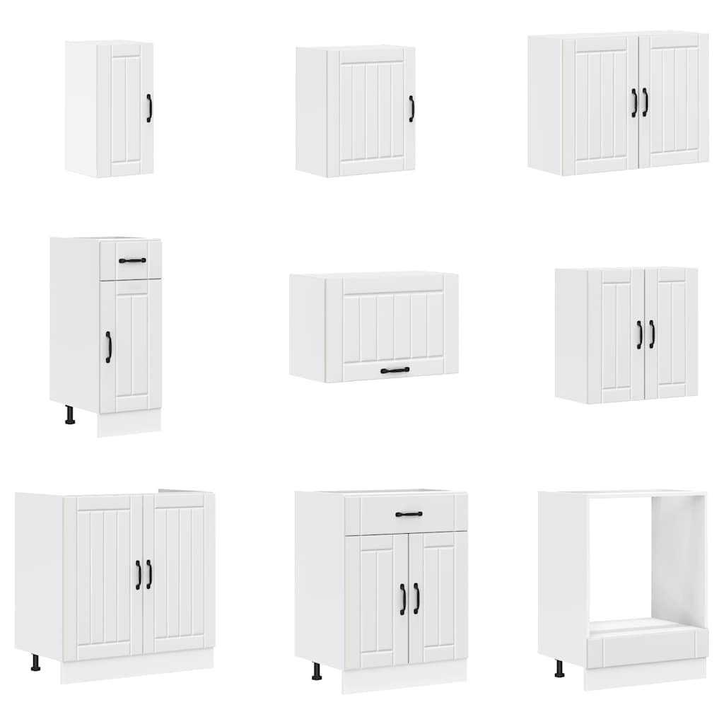 Kitchen Cabinets 14 Piece Cabinet Set Lucca Engineered Wood Concrete Grey Black
