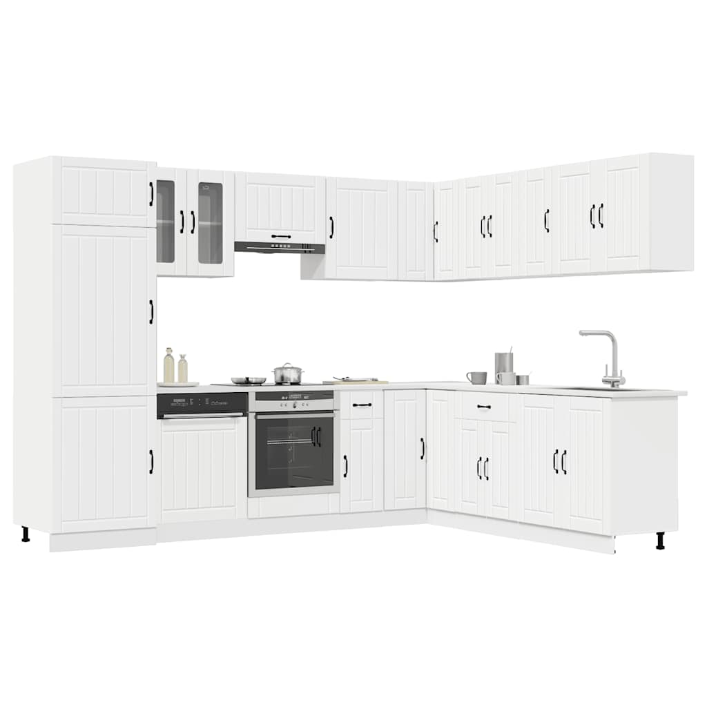 Kitchen Cabinets 14 Piece Cabinet Set Lucca Engineered Wood Concrete Grey Black
