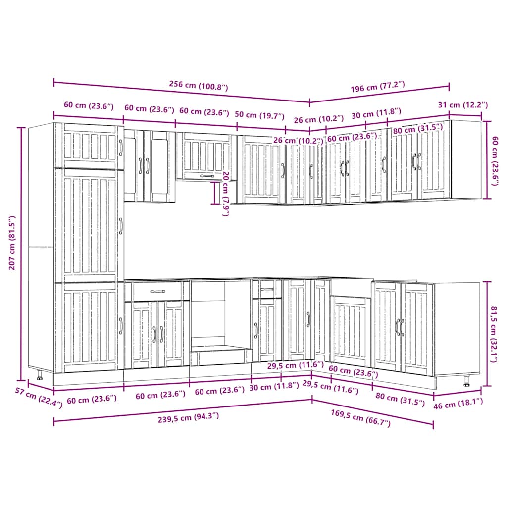 14 Piece Kitchen Cabinet Set Lucca Engineered Wood
