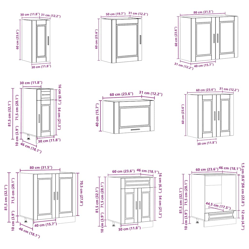 14 Piece Kitchen Cabinet Set Porto Engineered Wood