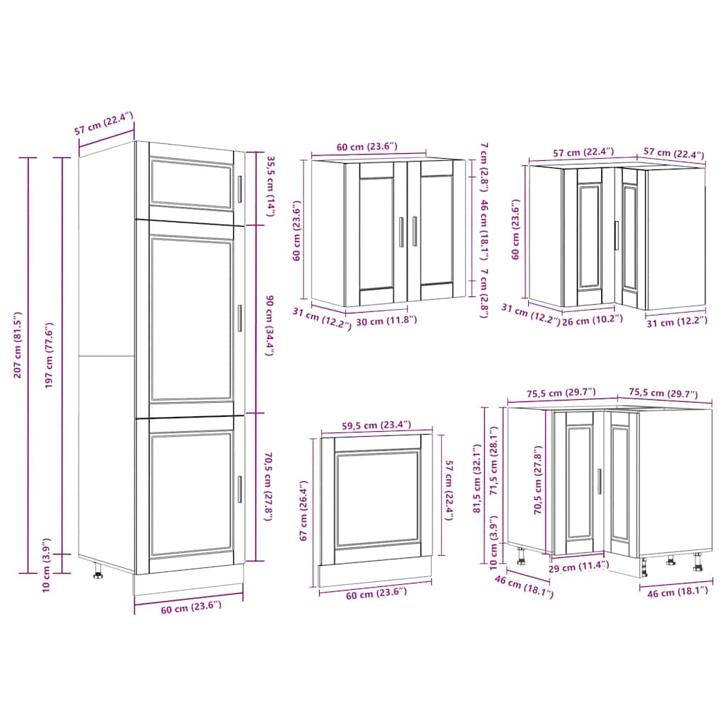 14 Piece Kitchen Cabinet Set Porto Engineered Wood