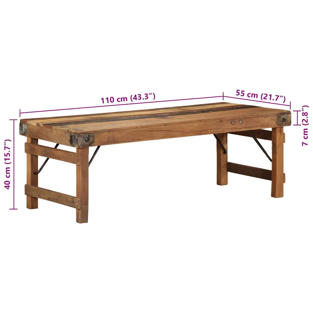 Coffee Table Brown Solid Reclaim Wood