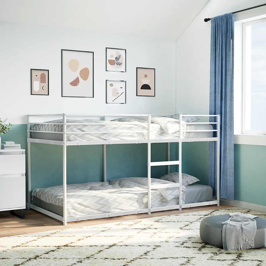 Bed Frame Bunk Without Mattress White Steel mesh fabric 75 x 190 cm 90 x 200 cm