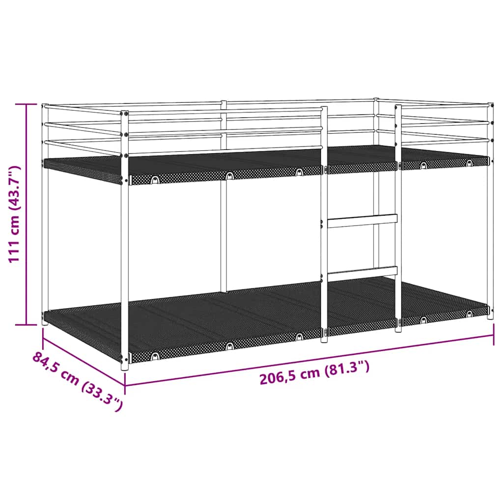 Bed Frame Bunk Without Mattress White Steel mesh fabric 75 x 190 cm 90 x 200 cm